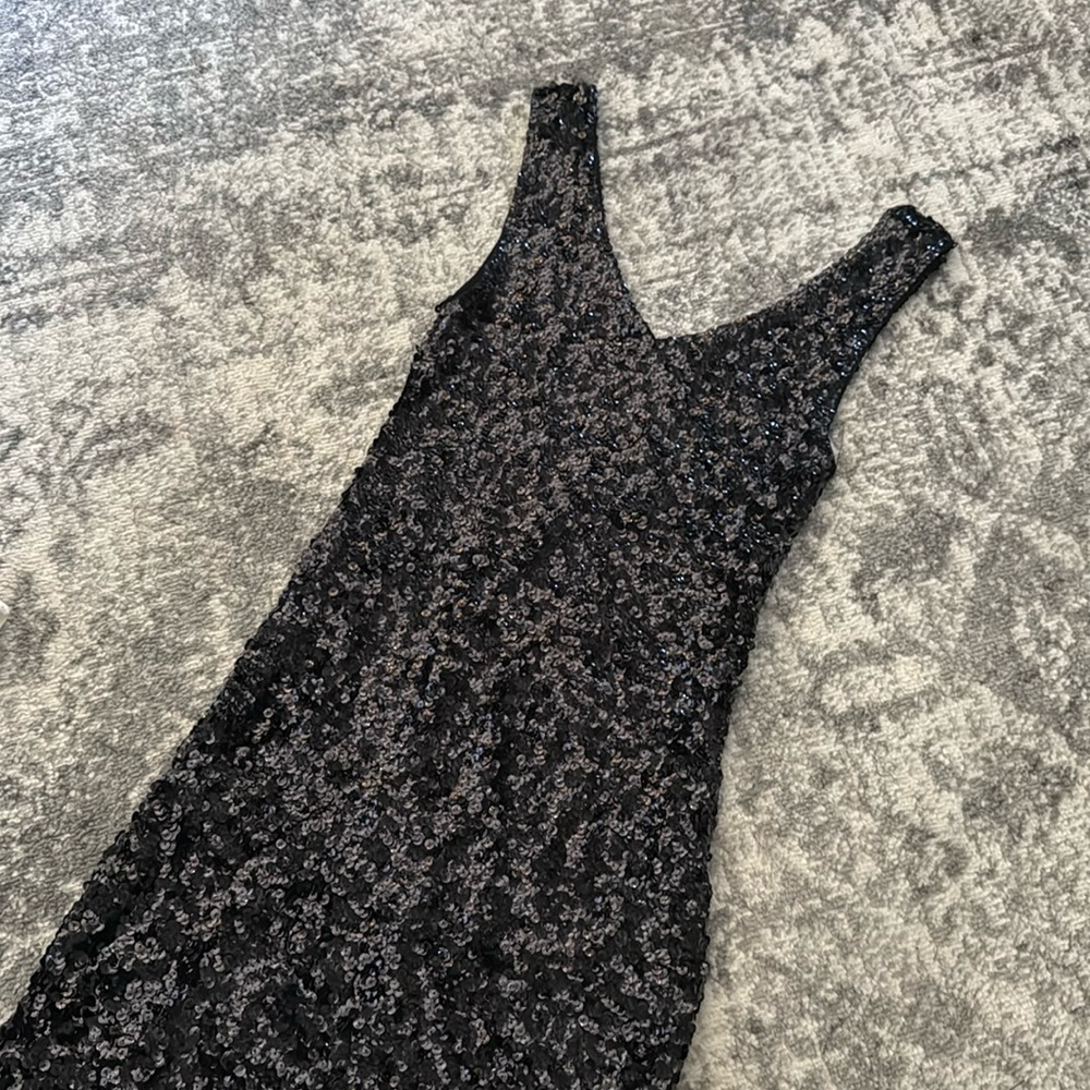Black sequin mini dress